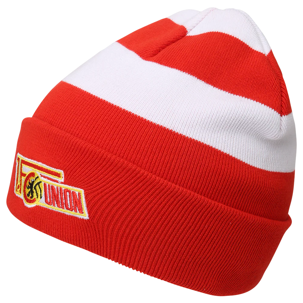 Beanie Logo Blockstreifen - rot/weiß